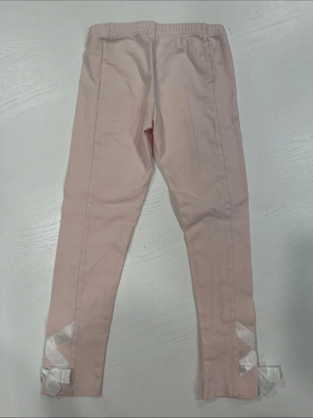 Janie and Jack Pale Pink Leggings with Satin Bows - Picture 2 of 5